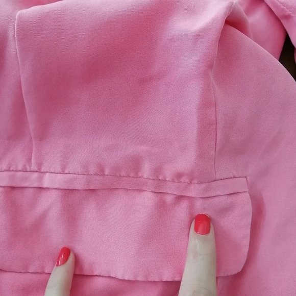 Vintage 100% Silk Pink Oversized and Longline Single Breasted Blazer XS - Picture 15 of 16